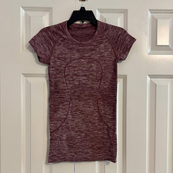 Lululemon Swiftly Tech Short Sleeve Hip Length Space Dye Maroon Womens Top 4 - Picture 6 of 10